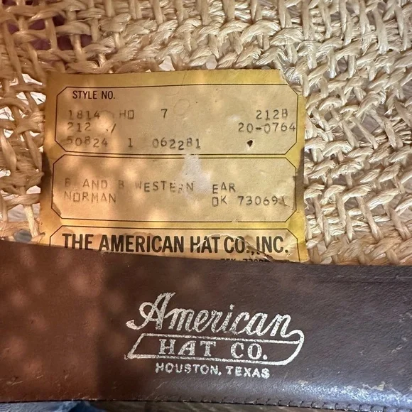 Vintage American Hat Co. Tumble Weave Cowboy Hat Size 7 - Picture 7 of 12